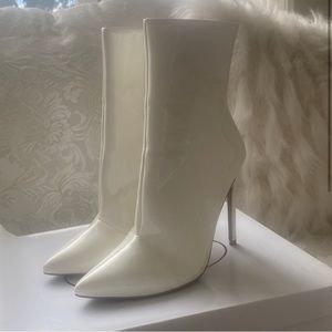 White patent booties